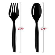 9.75-inch black plastic serving flatware set, designed for durability and versatility in serving a variety of dishes