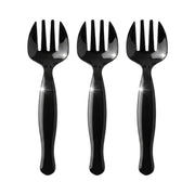 9.75-inch black plastic serving forks, sturdy and versatile for serving salads, meats, and pasta dishes