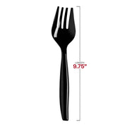 9.75-inch black plastic serving forks, sturdy and versatile for serving salads, meats, and pasta dishes