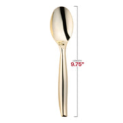 9.75-inch disposable gold plastic serving spoons, perfect for events, buffets, and easy post-party cleanup, pack of 60.