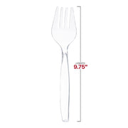 9.75-inch recyclable clear plastic serving forks, convenient for catering and easy disposal, pack of 150.