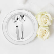 9.75-inch silver disposable plastic serving flatware set, durable design, ideal for serving salads, pasta, and more