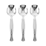 9.75-inch silver plastic serving spoons, lightweight yet strong for easy serving