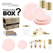 Pink with Gold Organic Disposable Plastic Tableware Set