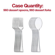 960-pack of clear mini plastic flatware, ideal for serving small bites, desserts, and hors d'oeuvres at events