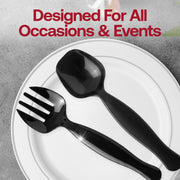 A modern look and reliable grip make Black Disposable Plastic Serving Spoons ideal for events ranging from casual to formal.