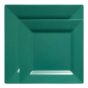 Add a refined touch to your event with this sleek hunter green disposable set, designed with a bold modern square shape