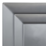 Add a touch of elegance to your table with this Silver Square Plastic Plates Dinnerware Set, featuring a sleek square design