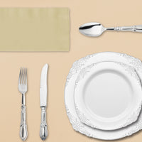 Add elegance to any special day with The Neutral Territory Package’s baroque-inspired silver cutlery and plates