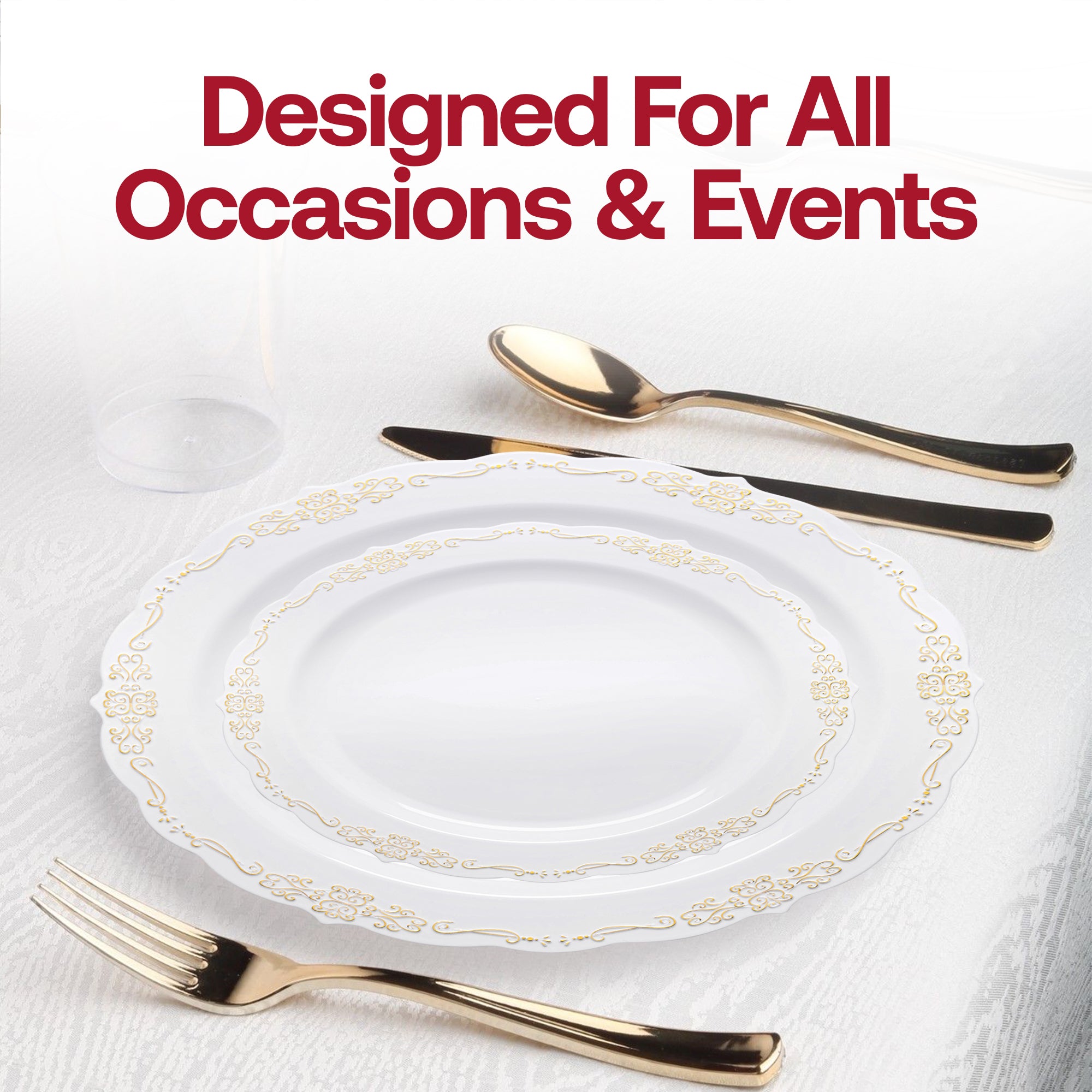 Plastic Plates - White Gold Vintage Value Set | Smarty Had A Party