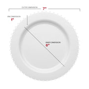 Appetizer plate measures 7 inches in diameter, ideal for starters and salads in the White Pearl String Dinnerware Set
