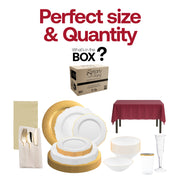 BPA-free and recyclable To Have And To Hold Package offering upscale disposable dinnerware for responsible celebrations.