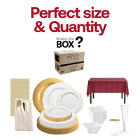 BPA-free and recyclable To Have And To Hold Package offering upscale disposable dinnerware for responsible celebrations