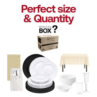 BPA-free and recyclable dinnerware for environmentally conscious hosting.