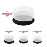 BPA-free black round buffet tray with clear lid offers hygienic, disposable serving for high-volume corporate and banquet service