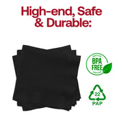 BPA-free black velvet paper napkins, cocktail size, 10-inch square, disposable and eco-friendly, 600-count