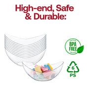 BPA-free clear big disposable plastic concave cups, 4 oz capacity, ideal for single-serving beverages or desserts, 288 cups per case.