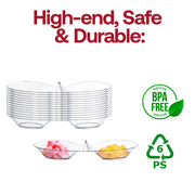 BPA-free clear round 2-hole mini plastic candy bowls, 2.75" diameter, ideal for portioned candy servings, 288 bowls per case.