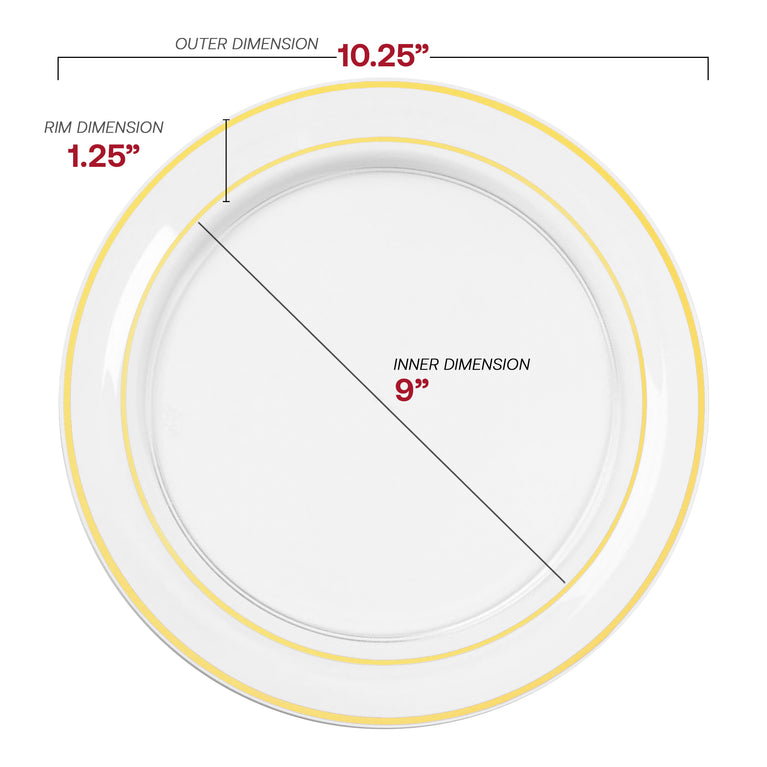 Shell Edge Rim Plates Plastic Plates - Clear Gold Edge Rim Dinner Plates | Smarty Had A Party