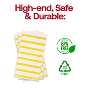BPA-free disposable white paper napkins with metallic gold stripes, designed for safe and easy cleanup