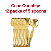 BPA-free gold plastic serving spoons, 9.75 inches, safe for food use and perfect for upscale events, pack of 60.