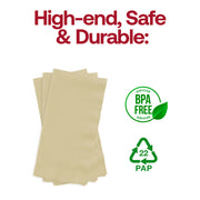 BPA-free ivory paper dinner napkin, 16 x 16 inches, eco-friendly and safe for food service, from a 600-count case.