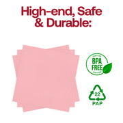 BPA-free pink paper beverage napkins, 10" x 10" size, safe and disposable option for stylish entertaining; 600 per case.