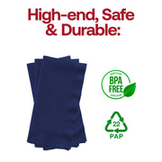 BPA-free purple dinner napkin made of soft, food-safe paper, 16 x 16 inches, included in a pack of 600.