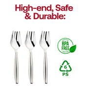 BPA-free silver plastic serving forks, durable and safe for food service