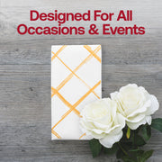 Beautifully designed for all occasions and events, these white with gold diamond paper napkins add charm to birthdays, holidays, and banquets