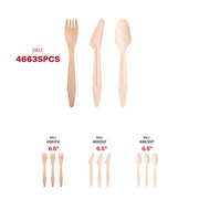 Biodegradable 6.5-inch wooden cutlery set, sturdy and stylish for weddings, parties, and catering events