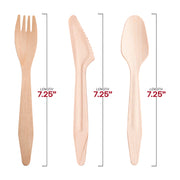 Biodegradable birch wood cutlery set with napkin, pack of 100, an eco-conscious choice for events and meals