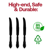 Black Baroque Disposable Plastic Dinner Knives BPA | Smarty Had A Party