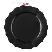 Black Round Lotus Plastic Dinner Plates (10.25") Dimension | Smarty Had A Party