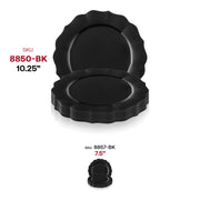 Black Round Lotus Plastic Dinner Plates (10.25") SKU | Smarty Had A Party