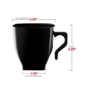 8 oz. Black Square Plastic Coffee Mugs Dimension | Smarty Had A Party