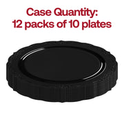 Black Vintage Rim Round Disposable Plastic Appetizer/Salad Plates (7.5") Quantity | Smarty Had A Party