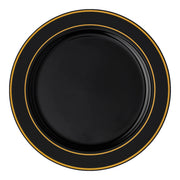 Black with Gold Edge Rim Plastic Appetizer/Salad Plates (7.5") Secondary | Smarty Had A Party