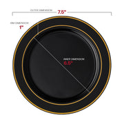 Black with Gold Edge Rim Plastic Dinnerware Value Set Dimension | Smarty Had A Party