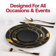 Black with Gold Marble Disposable Plastic Dinner Plates (10") Lifestyle | Smarty Had A Party