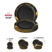 Black with Gold Marble Disposable Plastic Dinner Plates (10") SKU | Smarty Had A Party