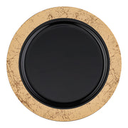 Black with Gold Marble Rim Disposable Plastic Appetizer/Salad Plates (7.5") Secondary | Smarty Had A Party
