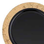 Black with Gold Marble Rim Disposable Plastic Dinner Plates (10.25") | Smarty Had A Party