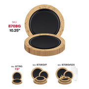 Black with Gold Marble Rim Disposable Plastic Dinner Plates (10.25") SKU | Smarty Had A Party