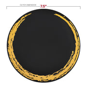 Black with Gold Moonlight Round Disposable Plastic Appetizer/Salad Plates (7.5") Dimension | Smarty Had A Party