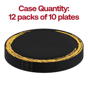 Black with Gold Moonlight Round Disposable Plastic Appetizer/Salad Plates (7.5") Quantity | Smarty Had A Party