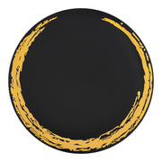 Black with Gold Moonlight Round Disposable Plastic Appetizer/Salad Plates (7.5") Secondary | Smarty Had A Party