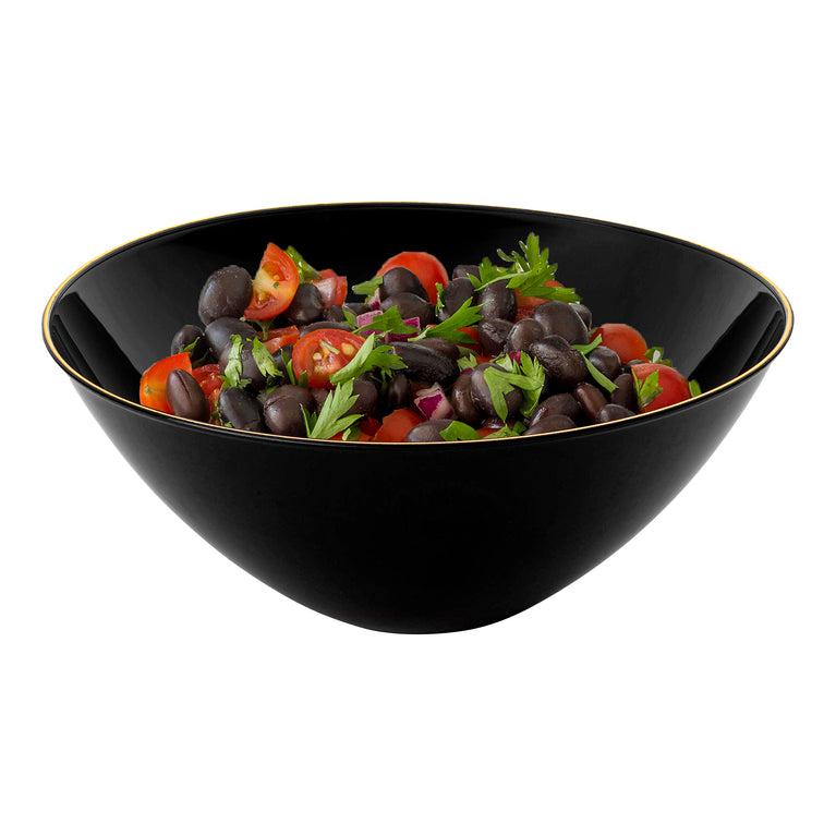 Black Round PP Plastic Meal Prep Bowls for Salad Vegan 32oz Soup