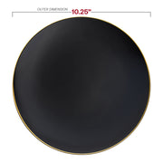 Black with Gold Rim Organic Round Disposable Plastic Dinner Plates (10.25") Dimension | Smarty Had A Party