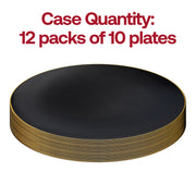 Black with Gold Rim Organic Round Disposable Plastic Dinner Plates (10.25") Quantity | Smarty Had A Party